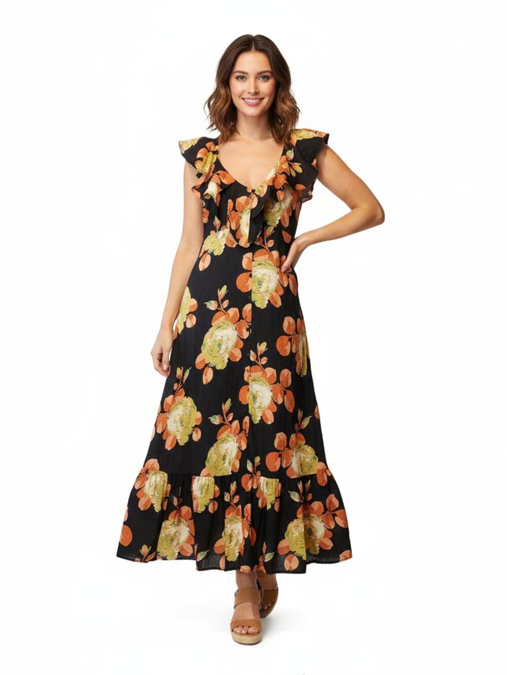 The Great Geranium Dress Cabbage Rose Print NWT Size 1 Romantic Prairie Maxi